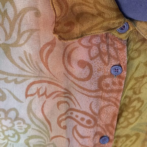 Size 16 Brown Floral Chiffon Semi Sheer Short Sleeve Blouse - Picture 5 of 6